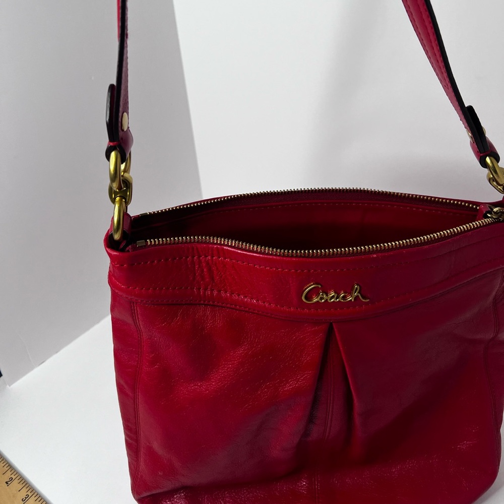 Coach Madison Maggie 41964 Red Leather Shoulder Bag Purse - Picture 9 of 14